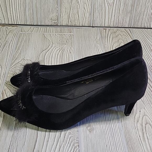 Raphael Sarti Black Velvet Shelly Heels Womens Size 39 US 8.5-9 NEW - Picture 4 of 13